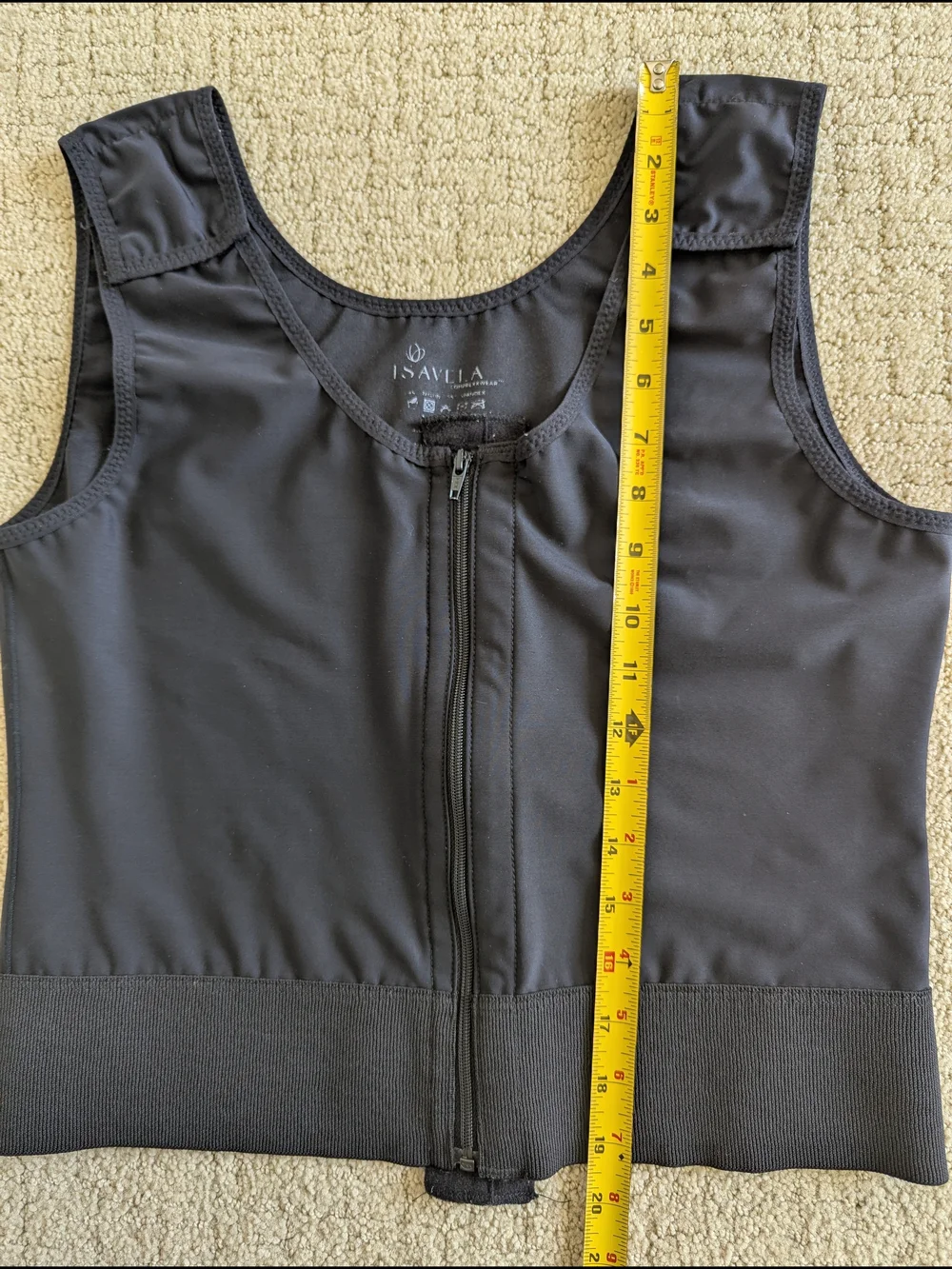 ISAVELA Compression Vest Mens L Black Short Stage 1 Surgery Recovery Adjustable